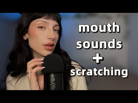 ASMR ⟡ ♥︎ mouth sounds + slow mic scratching (inaudible)