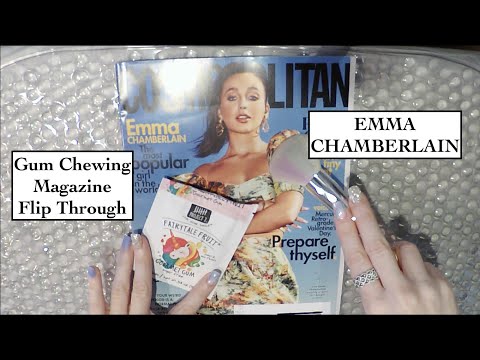 [ASMR] Gum Chewing Magazine Flip Through | EMMA CHAMBERLAIN | Close Whisper