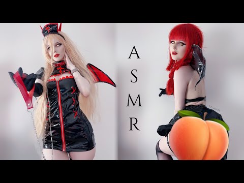 ♡ ASMR Leather / Latex Suit Scratching ♡ Makima & Power Cosplay