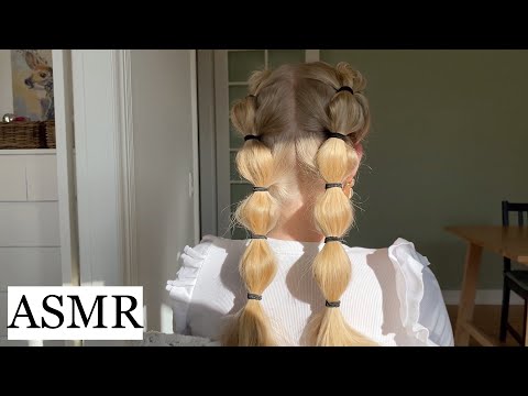 ASMR | Making bubble braids in my friend's hair 🤍 (hair styling, hair play, brushing, no talking)