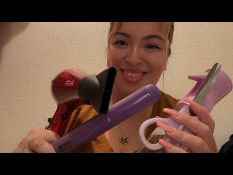 ASMR| Quickly giving you a haircut 💇🏼‍♀️ & styling your hair- soft spoken