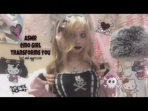 ASMR emo girl transforms you! fast and aggressive!☠️(makeup + accessories)