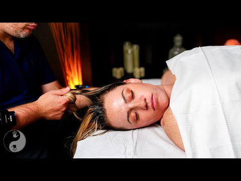 [ASMR] Scalp & Jaw Massage with Hair Pulling To Ease Anxiety