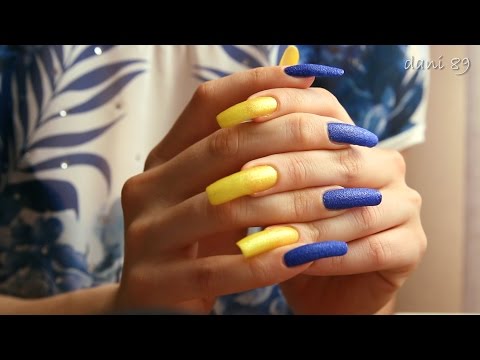 ASMR : 🎧 TINGLES with metallic kit manicure & Visual ASMR with my blue&yellow LONG NAILS 💛