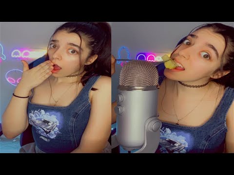 ASMR | EATING 100 PIECES OF PINEAPPLE🍍 WITH ACTIVE DIGESTIVE NOISES (gurgles, swirls, slurping)