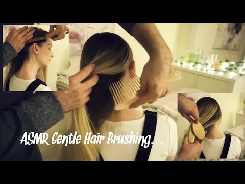 ASMR Gentle hair brushing | Husband Hijacks my channel and tries ASMR (Soft spoken).