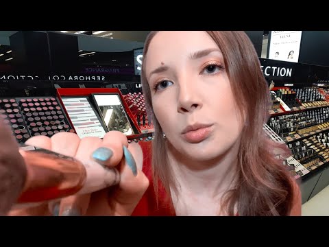 ASMR Sephora Employee Does Your Makeup (fast & aggressive personal attention)
