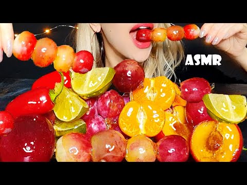 Candied Fruits ASMR (Eating Sounds) TANGHULU (Grapes, Lime, Peach, Plum) Mukbang 먹방