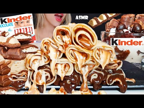 ASMR KINDER CREPES MUKBANG 초콜릿 크레이프 롤 (Recipe) | EATING SOUNDS 먹방 | Oli ASMR