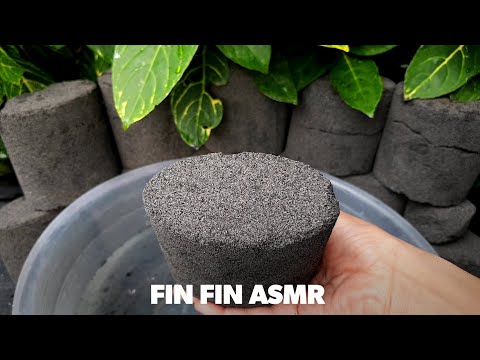 ASMR : Soft Cement+Charcoal Crumble in Water | Outdoor #331