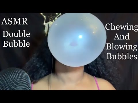ASMR | Chewing and Blowing Bubbles | Double Bubble Gum