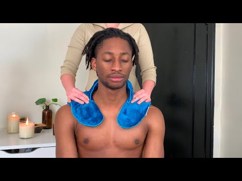 ASMR relaxation neck and shoulder massage on my boyfriend