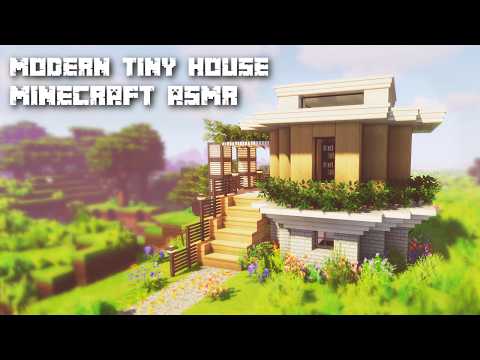 Minecraft ASMR 🏡 Building a Modern Tiny House ✨ Close Up Ear to Ear Whispering