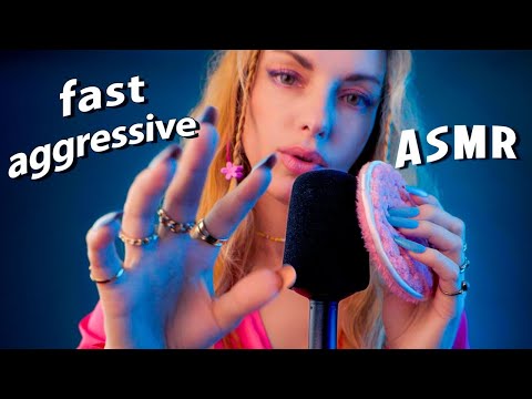 ASMR Fast Aggressive Mouth Sounds Upclose, Highly Sensitive Mic, Hand Movements ASMR
