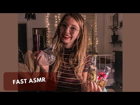 👉Fast ASMR - Tapping on textured GLASS with & without LATEX 🧤Gloves