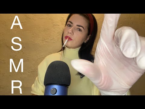ASMR | Relaxing Hand Movements In Latex Gloves 🤍 + Smoking, Whispering & Mouth Sounds!