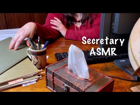 ASMR Secretarial Work Request! (Softly talking to myself) Paper shuffles/Typing/Sheet protectors!
