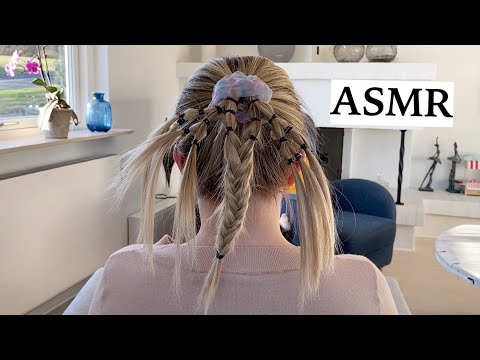 ASMR 🌜 turning my sister's hair into a dream catcher 🌛 (hair play, hair brushing, no talking)