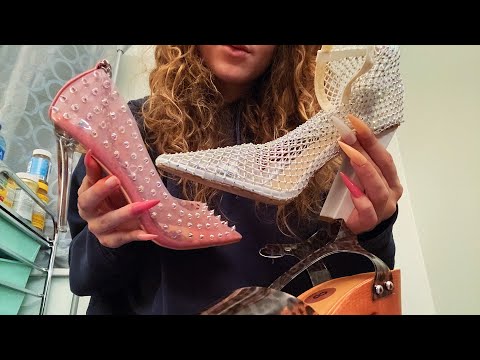 ￼Fast Tapping and Scratching on my Friends Shoe Collection ASMR 👠👡