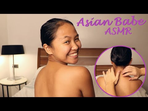 Asian Babe ASMR | I Get a Tickle Massage!!! (Back, Shoulders, Neck, and Head with SPA MUSIC 🎶)