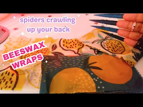 ASMR Spiders Crawling Up Your Back with Long Nails, Beeswax Wrap Tapping, Nail on Nail Tapping