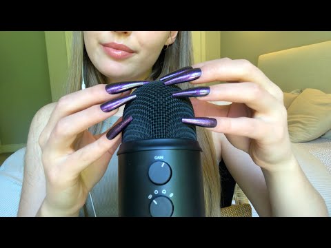 ASMR bare mic & mic base scratching + tapping with long nails