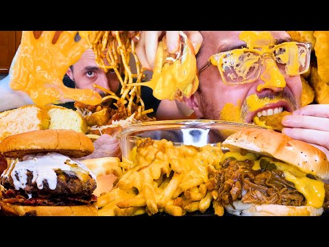 MESSIEST ASMR EATING BURGERS + NOODLES + FRIED CHICKEN + HOT DOGS * DISGUSTING MUKBANG*