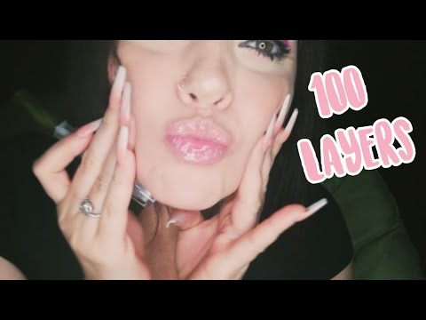 ASMR | 100 LAYERS OF LIPGLOSS W/ COUNTING & MOUTH SOUNDS 💋