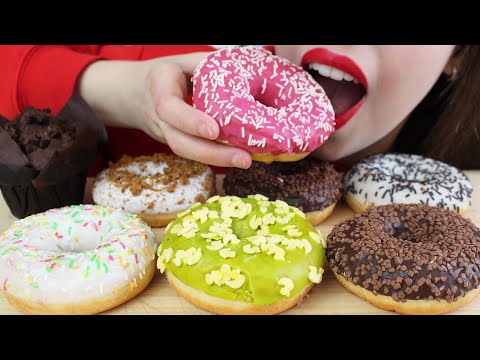 ASMR Easter American DONUTS & Chocolate MUFFIN (Eating Sounds) No Talking