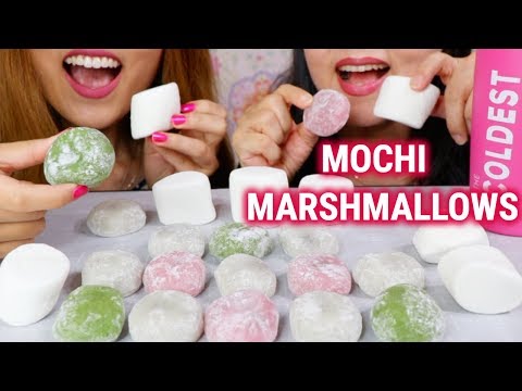 ASMR EATING MOCHI & GIANT MARSHMALLOWS (chewy and soft eating sounds) | Kim&Liz ASMR