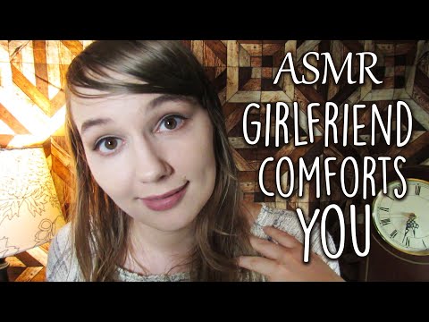 ASMR Girlfriend Comforts You to Sleep Roleplay! (Kisses, Hair Play, Cuddles, Face Touching)