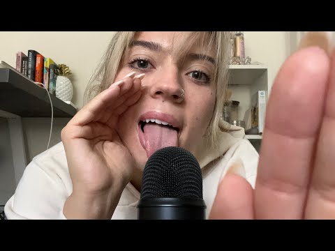 ASMR| Slow & Sensitive Mic Licking/Mouth Sounds with Hand Movements| 100% Sensitivity (for sleep)