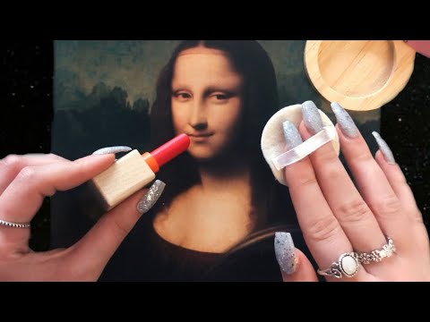 ASMR Wooden Makeup on Mona Lisa (triggers to help you relax, whispering)