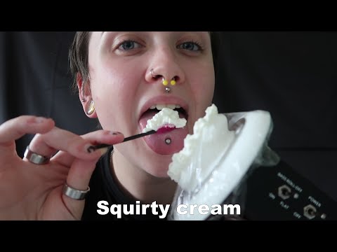ASMR Eating Squirty Cream Off Your Ears [Spoolie Brush & Crinkly Cling Film]