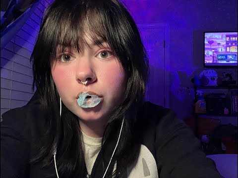 asmr doing my makeup and gum chewing
