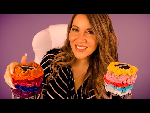 ASMR with velvet scrunchies - ear whispers & intelligible mouth sounds