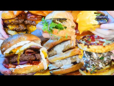 ASMR Eating Burgers For One Hour No Talking 먹방