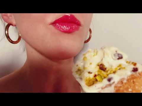ASMR Food Porn Eating Video-Large Cannoli (Lots of Cream)