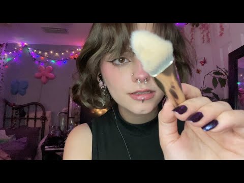 ASMR doing your makeup | finger flutters, tongue clicking