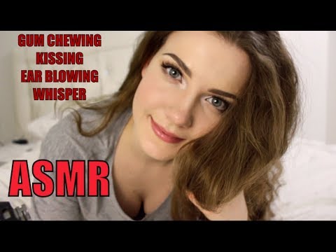 ASMR//Bubble Gum/ UP-Close Mouth Sounds/Kissing/Ear Blowing/Whisper/Tapping/Brushing