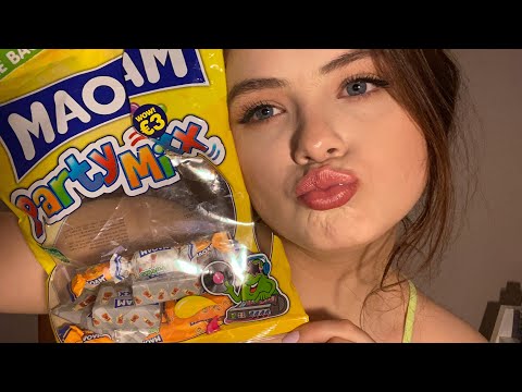 ASMR ~ Eating Chewy Sweets/Candy, Mouth Sounds, Whispered Ramble