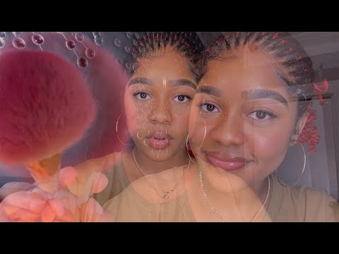 ASMR- Layered Face Brushing W/ Trigger Words 😴💓 (MOUTH SOUNDS, SK SK, RELAX, "SHH IT'S OKAY"...) ✨