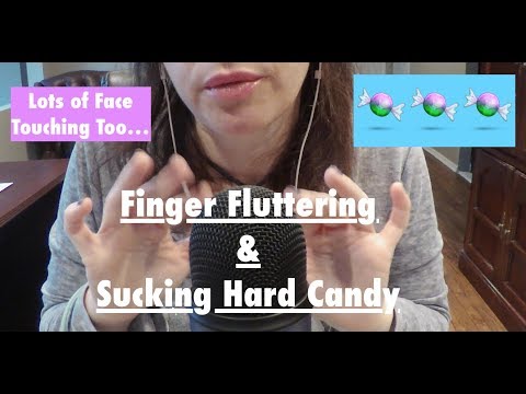 ASMR Hard Candy, Face Touching and Finger Fluttering for Sleep.  No Talking.