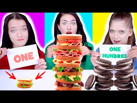 ASMR ONE, THREE OR ONE HUNDRED LAYERS OF FOOD CHALLENGE | Mukbang By LiLiBu