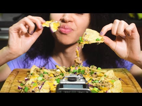 ASMR Porky Asian Nachos ( Crunchy Eating Sounds ) | Sammiegirl