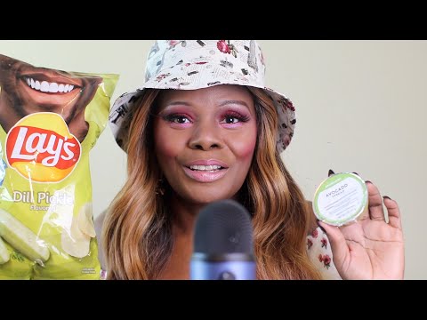 Dill Pickle Lays Avocado Dip ASMR Eating Sounds