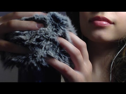 ASMR - Fluffy Mic Scratching + Brushing - Ear to Ear Whispers