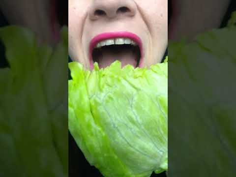ASMR 🥬🥬🥬 SUPER CRUNCHY iceberg lettuce satisfying mouth sounds #shorts #asmrvegan