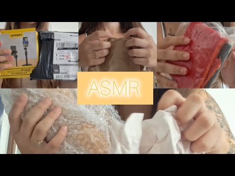 ASMR sussurro/voz suave| unboxing, sons de plástico e amassando papel