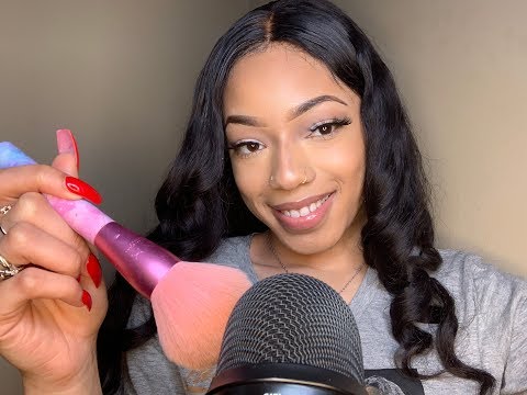 ASMR-Brushing Mic, Brushing your face,Gum Chewing ramble for your relaxation